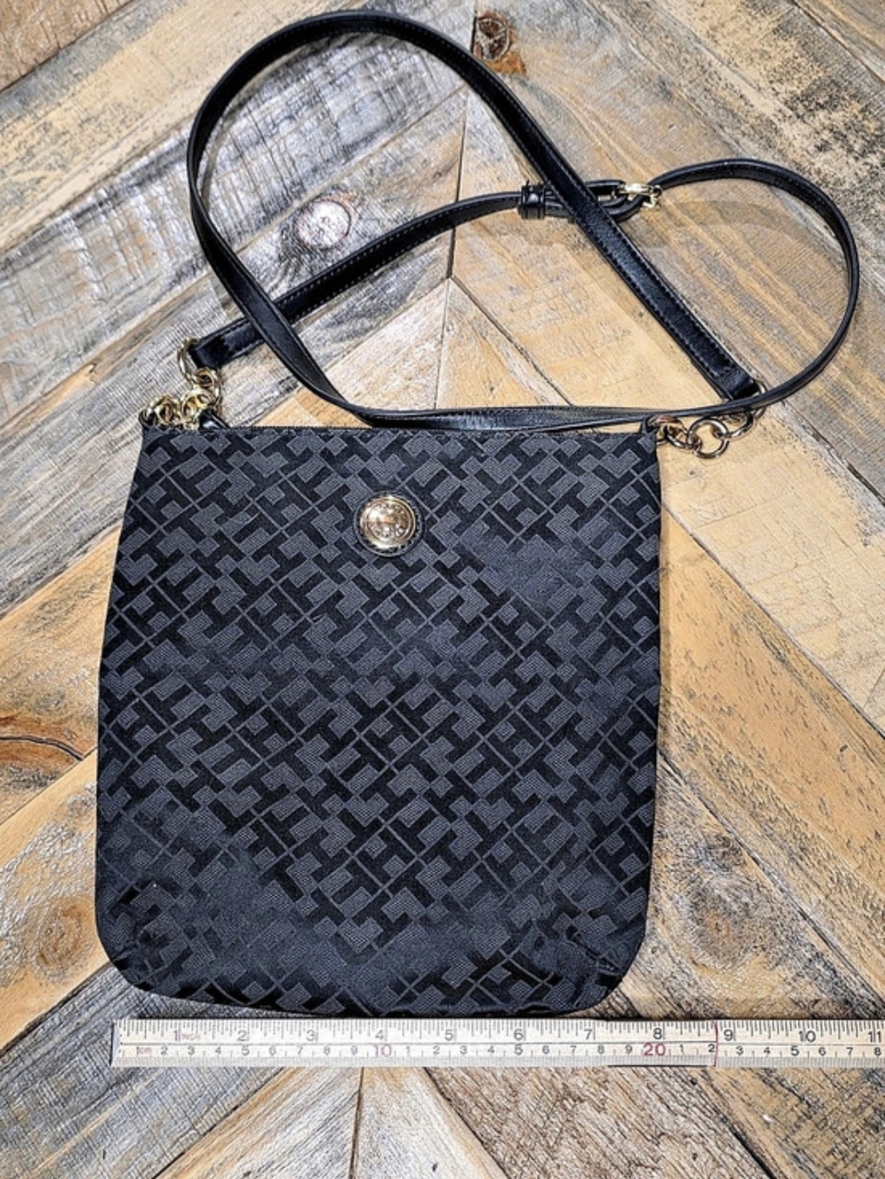Tommy Hilfiger Monogram Jacquard Crossbody Bag in Black